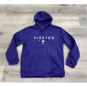 Women's Purple Religious Blessed Hoodie Medium NWOT Cotton Blend